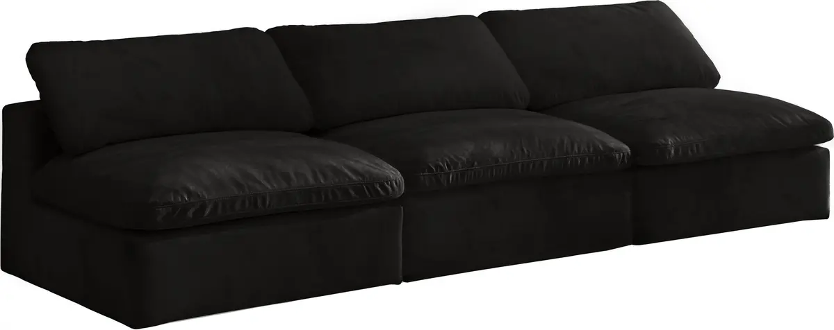 Cozy Black Velvet Cloud Modular Armless Sofa 1