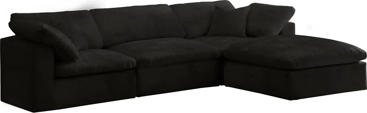 Cozy Black Velvet Cloud Modular Sectional 1