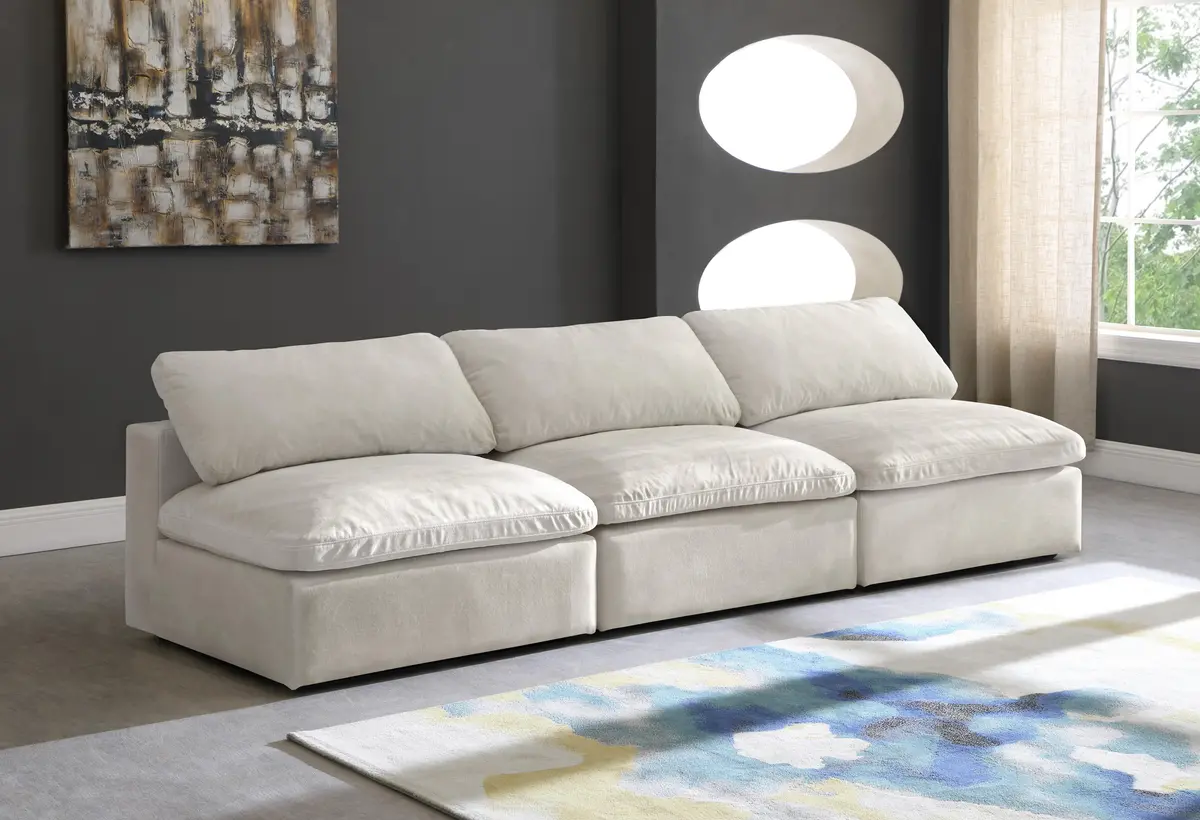 Cozy Cream Velvet Cloud Modular Armless Sofa 2
