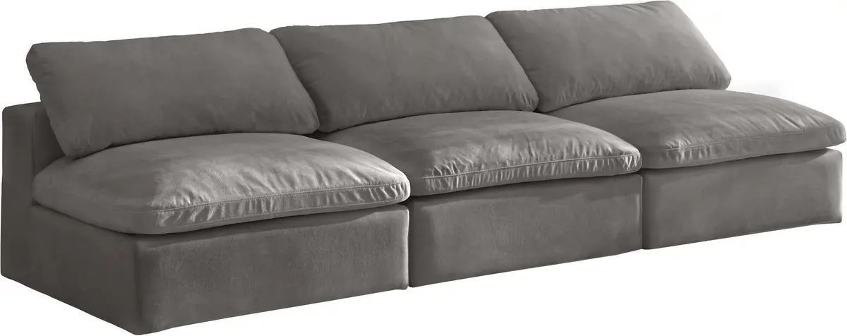 Cozy Grey Velvet Cloud Modular Armless Sofa 1