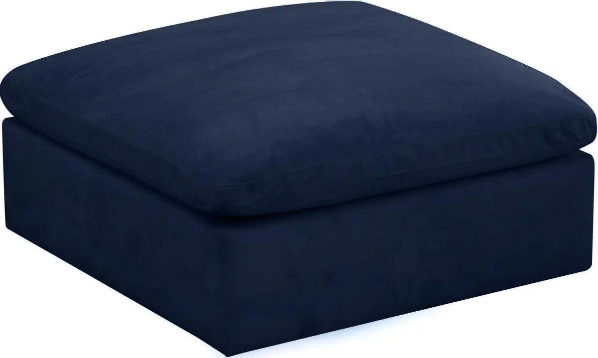 Cozy Navy Velvet Ottoman 1