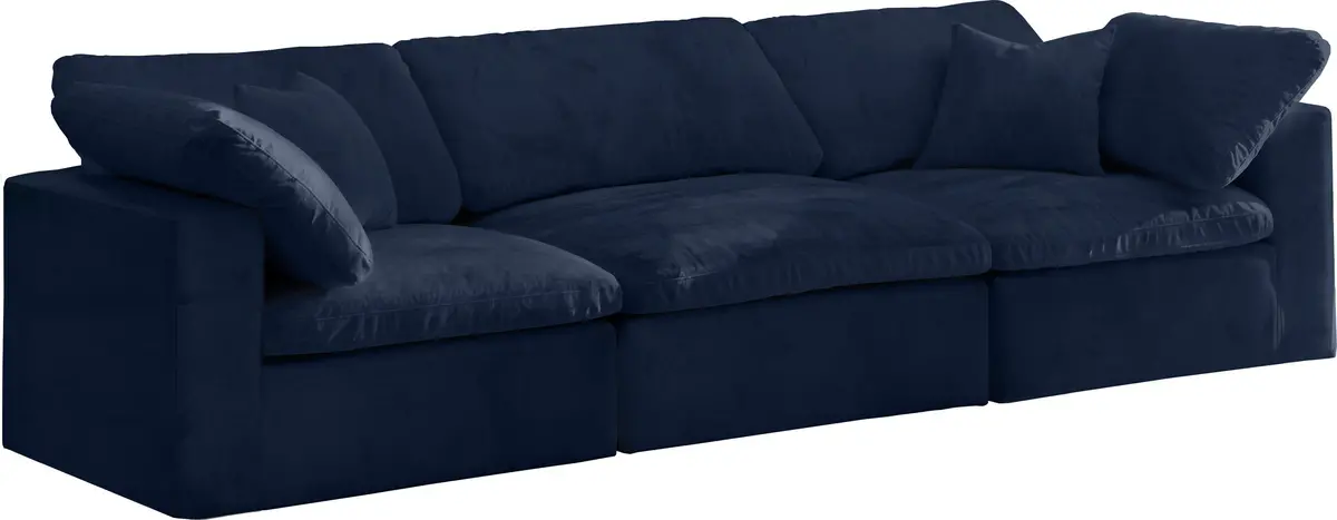 Cozy Navy Velvet Cloud Modular Sofa 1