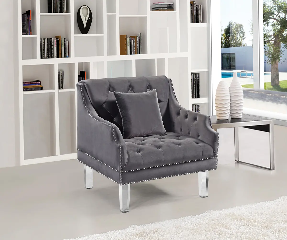 Roxy Grey Velvet Chair 2