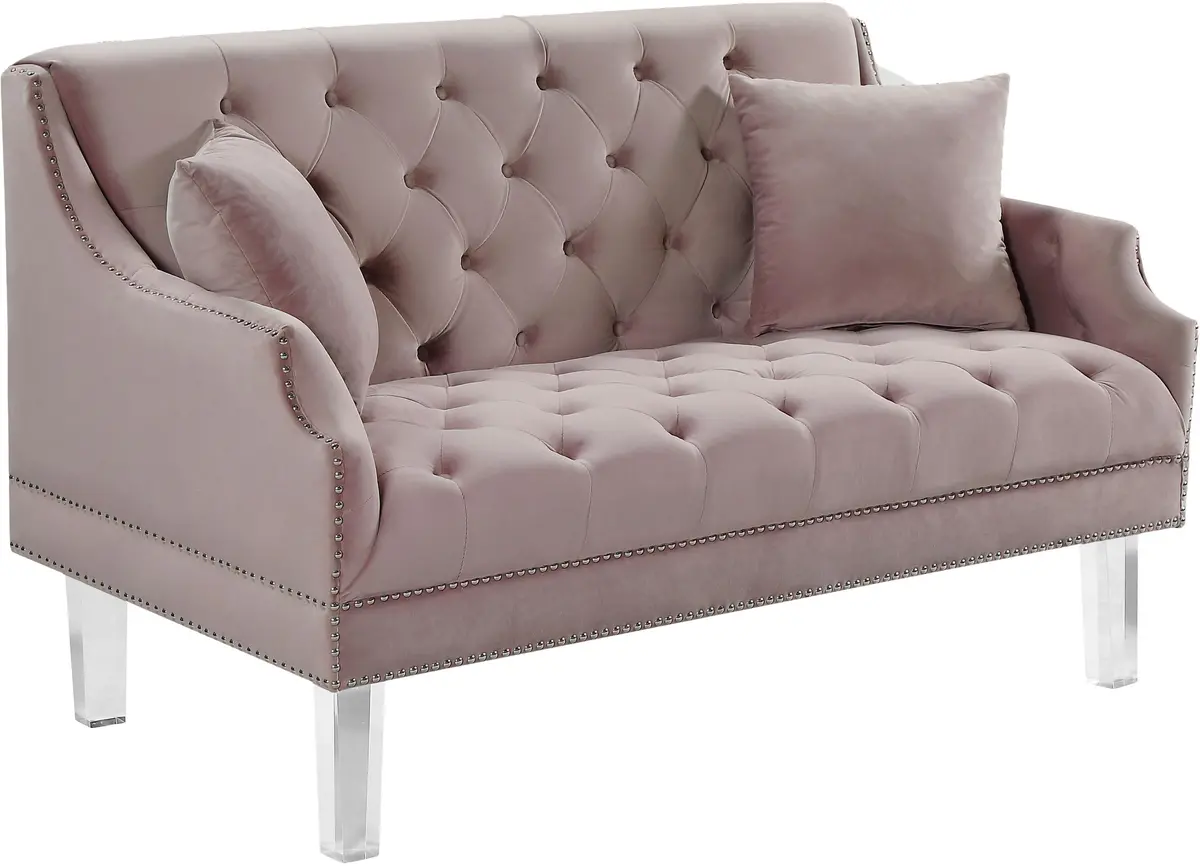 Roxy Pink Velvet Loveseat 1