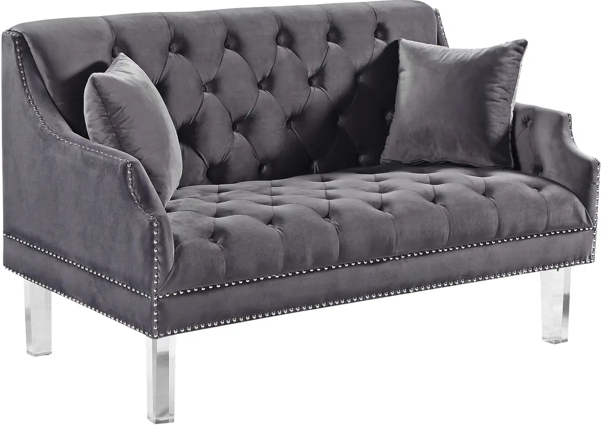 Roxy Grey Velvet Loveseat 1