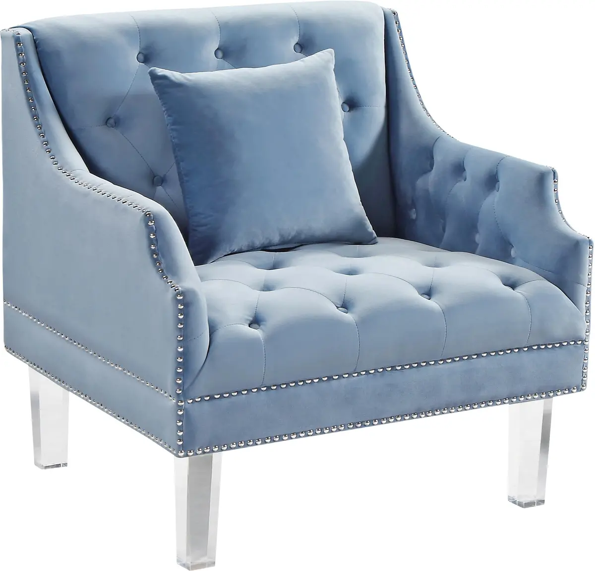 Roxy Sky Blue Velvet Chair 1