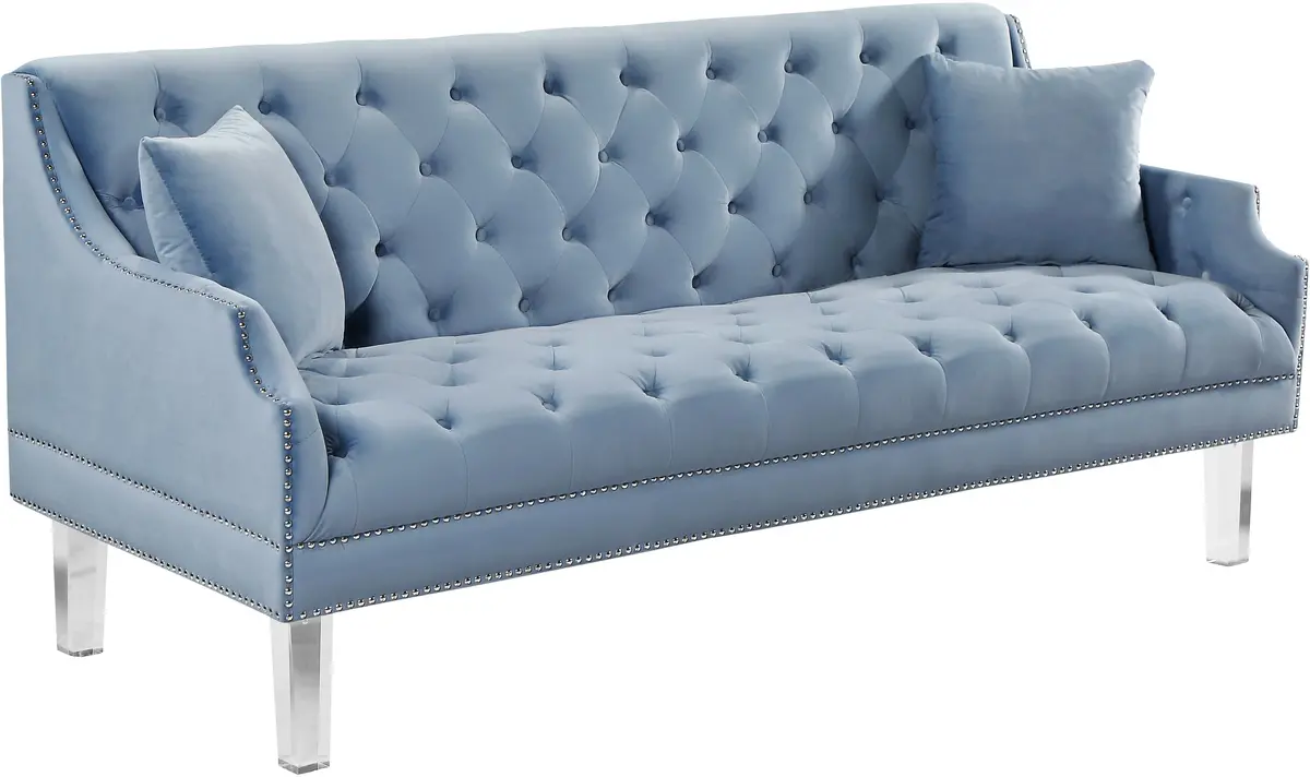 Roxy Sky Blue Velvet Sofa 1