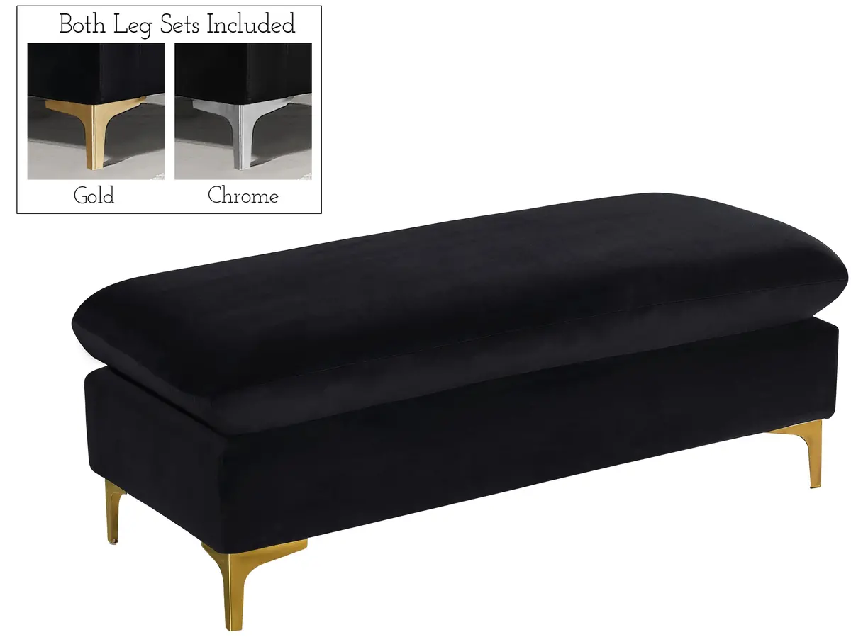 Naomi Black Velvet Ottoman 1