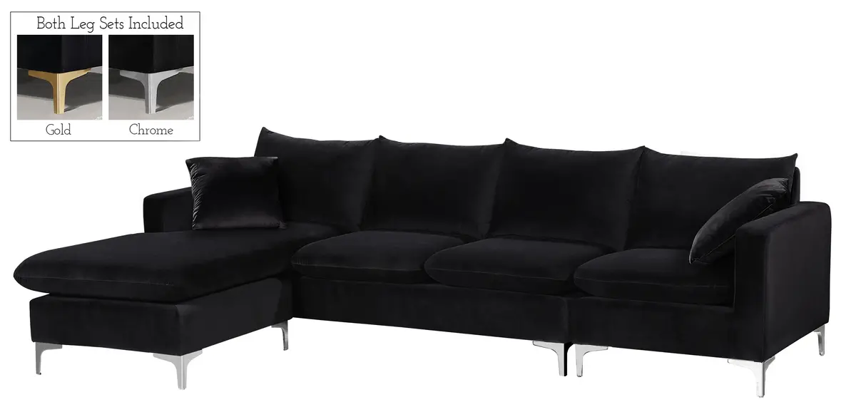 Naomi Black Velvet 2Pc. Reversible Sectional 2