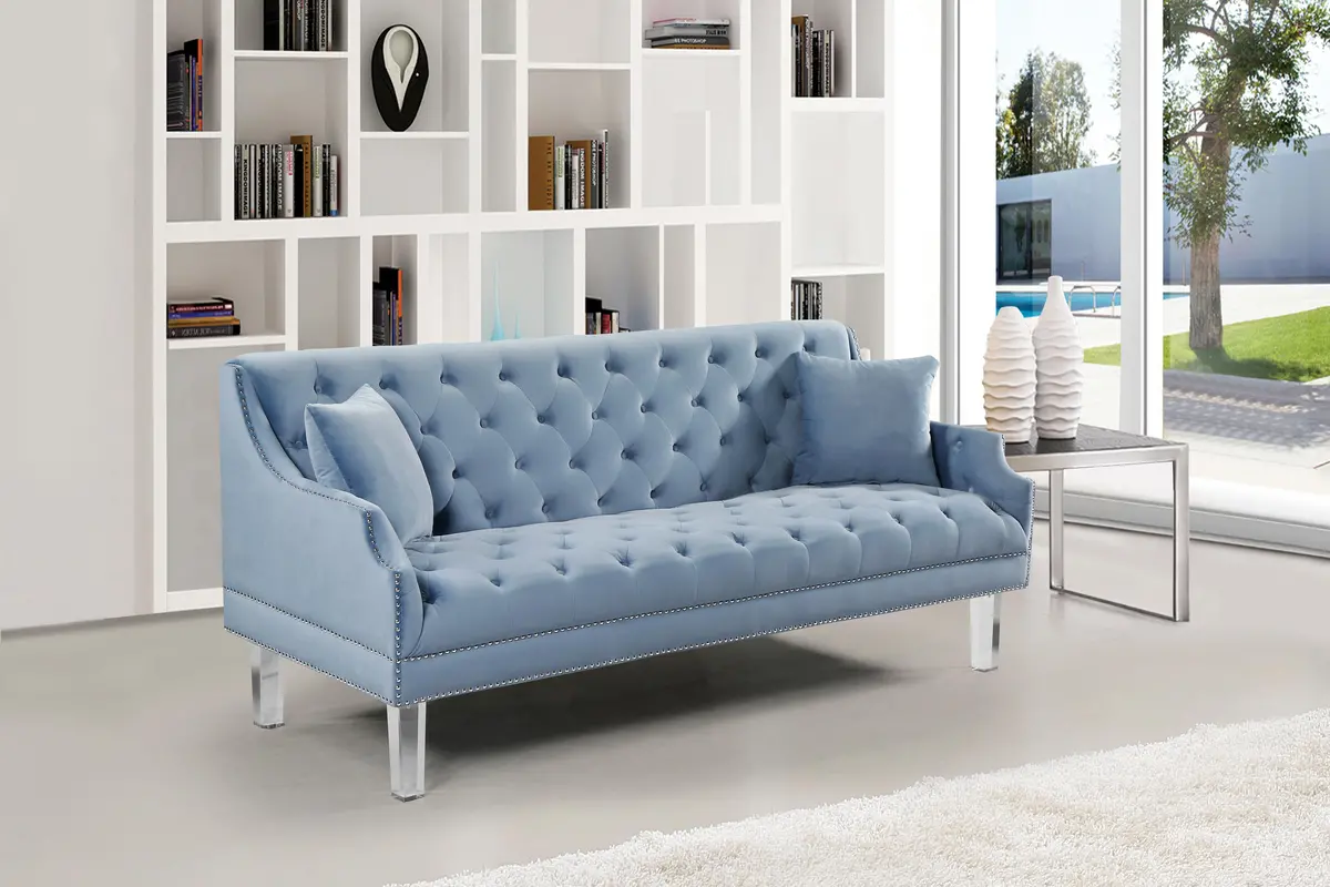 Roxy Sky Blue Velvet Sofa 2