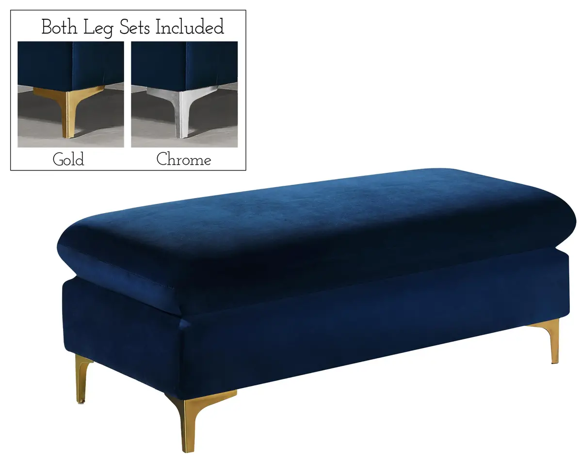 Naomi Navy Velvet Ottoman 1