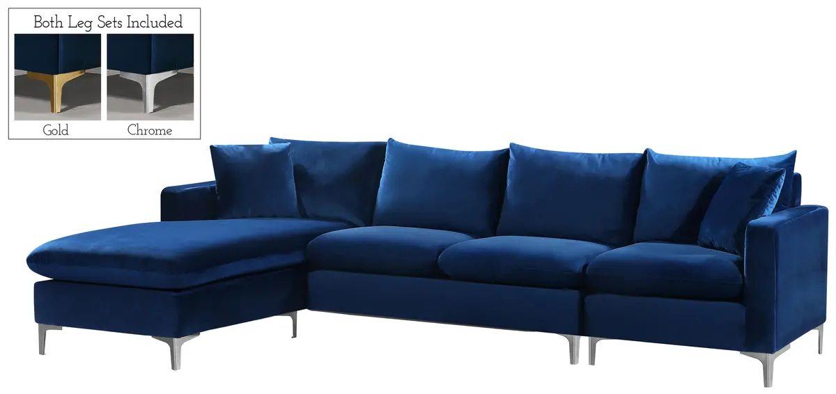Naomi Navy Velvet 2Pc. Reversible Sectional 2
