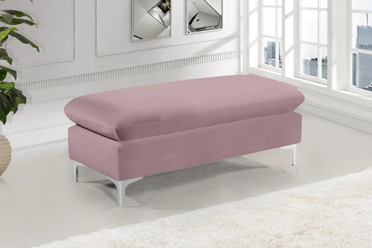 Naomi Pink Velvet Ottoman 2