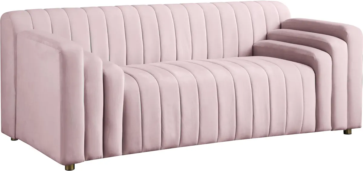 Naya Pink Velvet Loveseat 1