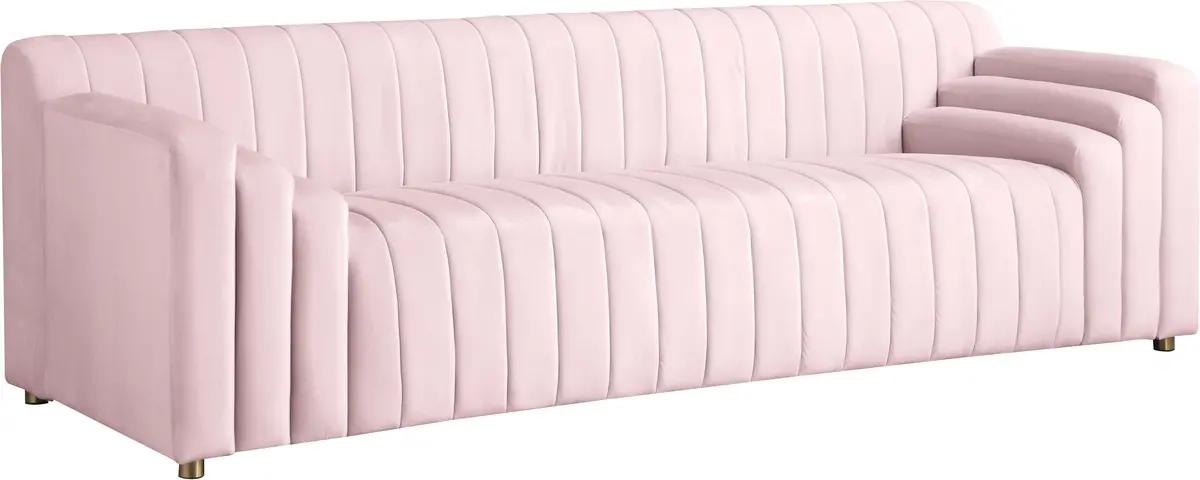 Naya Pink Velvet Sofa 1
