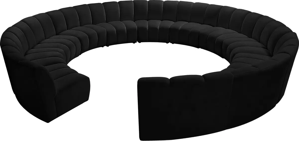 Infinity Black Velvet 12Pc. Modular Sectional 2
