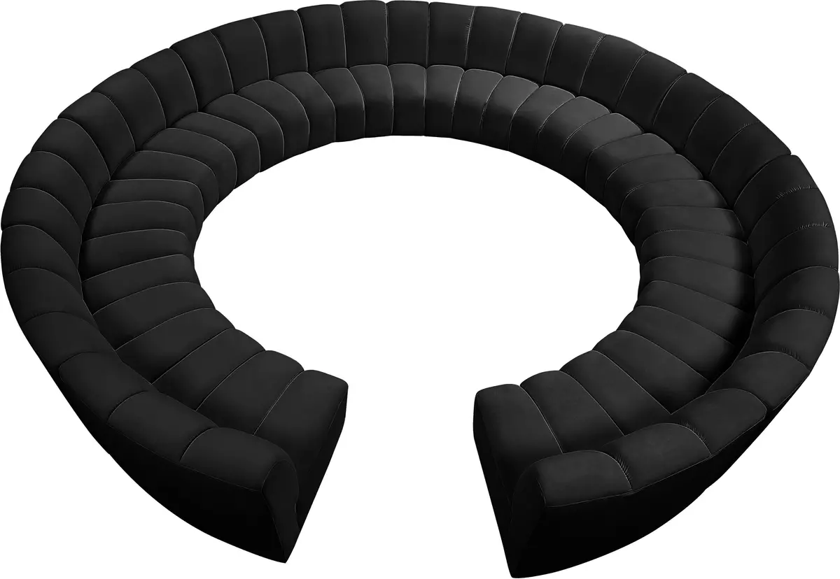 Infinity Black Velvet 12Pc. Modular Sectional 1