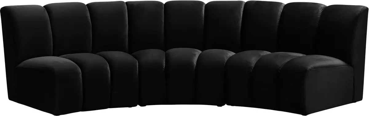 Infinity Black Velvet 3Pc. Modular Sectional 1