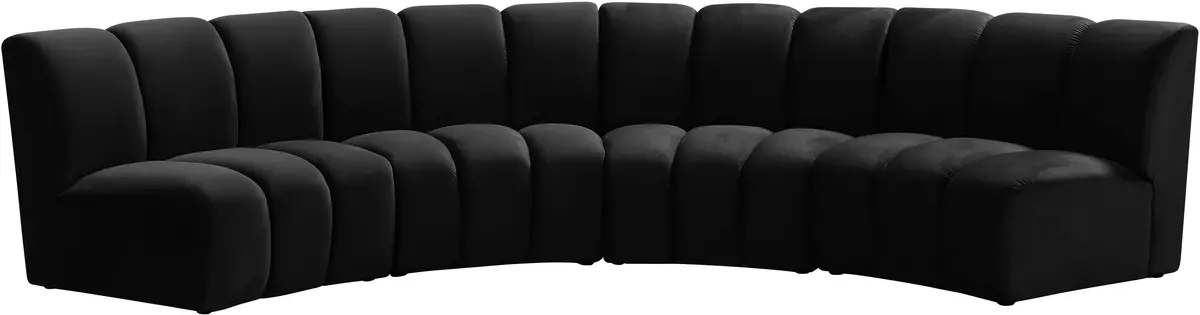 Infinity Black Velvet 4Pc. Modular Sectional 1