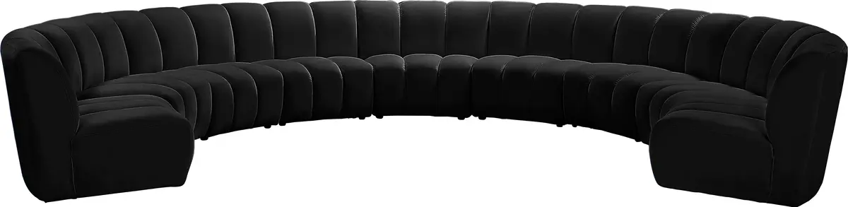 Infinity Black Velvet 9Pc. Modular Sectional 1