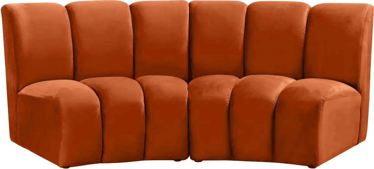 Infinity Cognac Velvet 2Pc. Modular Sectional 1