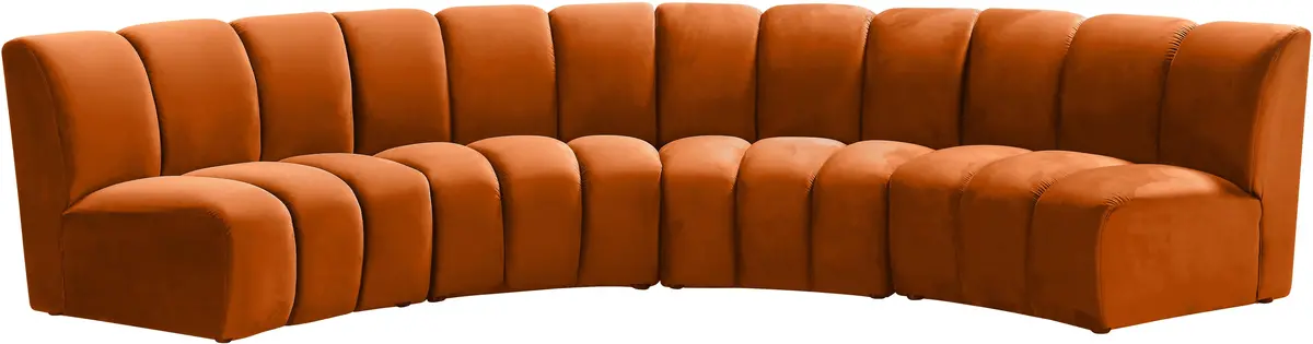 Infinity Cognac Velvet 4Pc. Modular Sectional 1