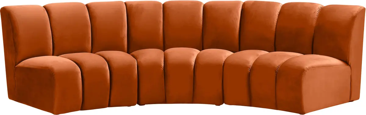 Infinity Cognac Velvet 3Pc. Modular Sectional 1
