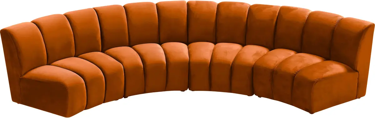 Infinity Cognac Velvet 4Pc. Modular Sectional 2