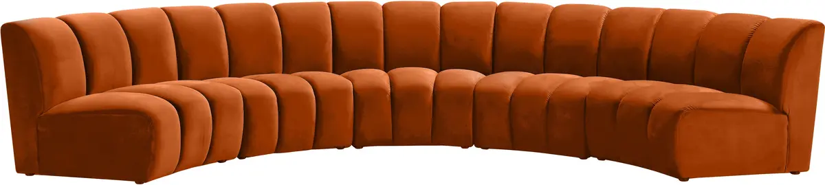 Infinity Cognac Velvet 5Pc. Modular Sectional 1