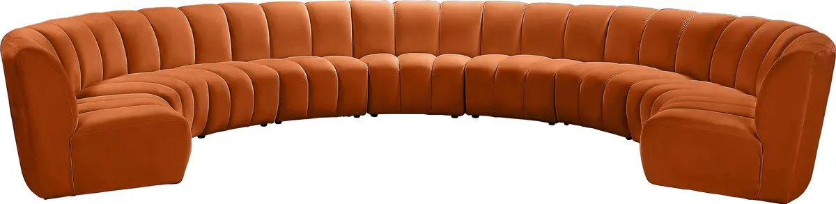 Infinity Cognac Velvet 9Pc. Modular Sectional 1