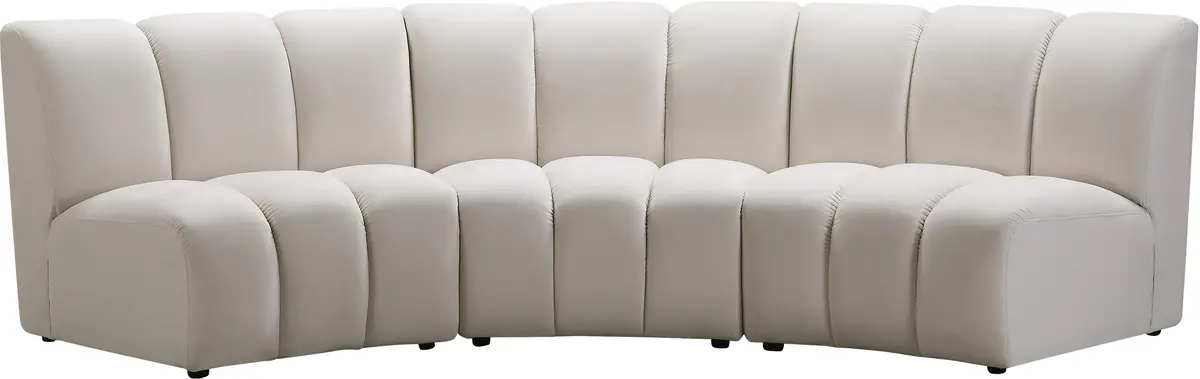 Infinity Cream Velvet 3Pc. Modular Sectional 1