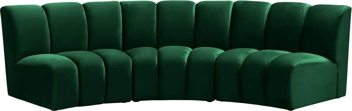 Infinity Green Velvet 3Pc. Modular Sectional 1