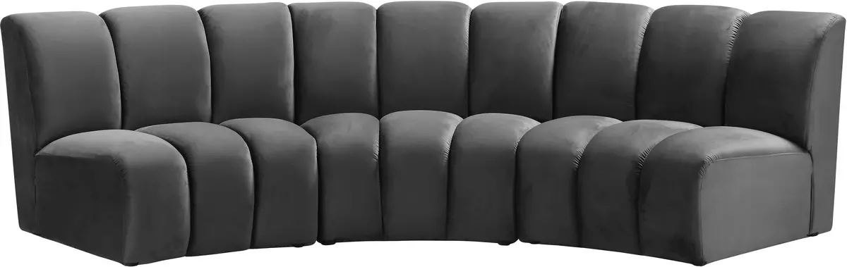 Infinity Grey Velvet 3Pc. Modular Sectional 1
