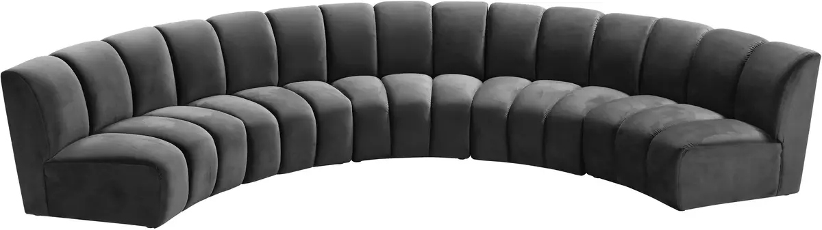 Infinity Grey Velvet 5Pc. Modular Sectional 2