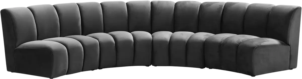 Infinity Grey Velvet 4Pc. Modular Sectional 1