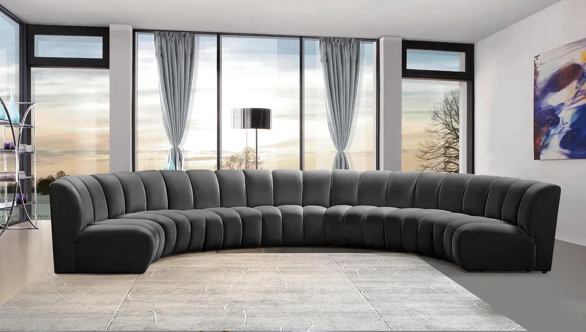 Infinity Grey Velvet 7Pc. Modular Sectional 2