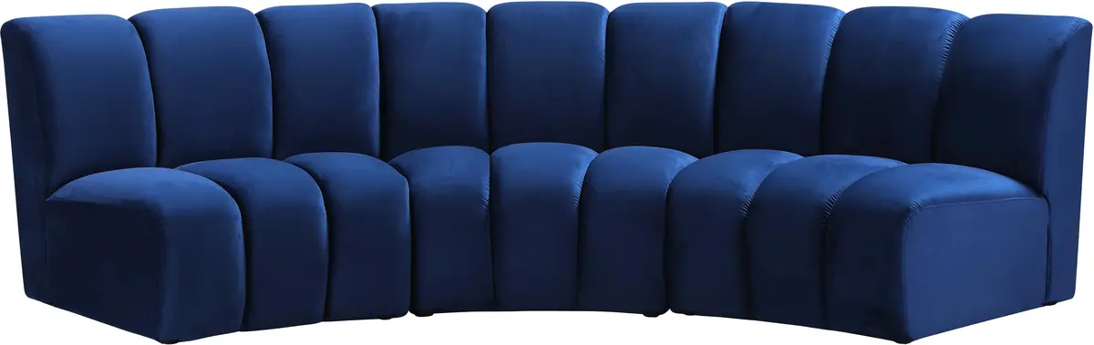 Infinity Navy Velvet 3Pc. Modular Sectional 1