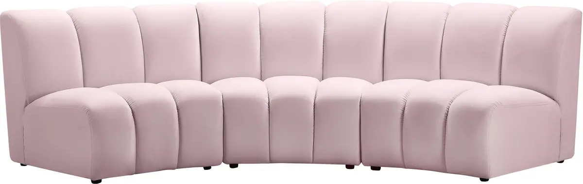 Infinity Pink Velvet 3Pc. Modular Sectional 1