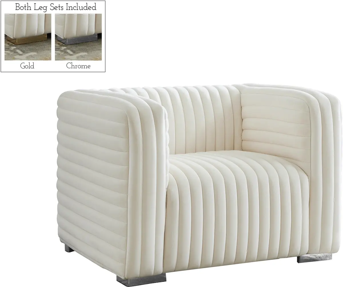 Ravish Cream Velvet Chair 2