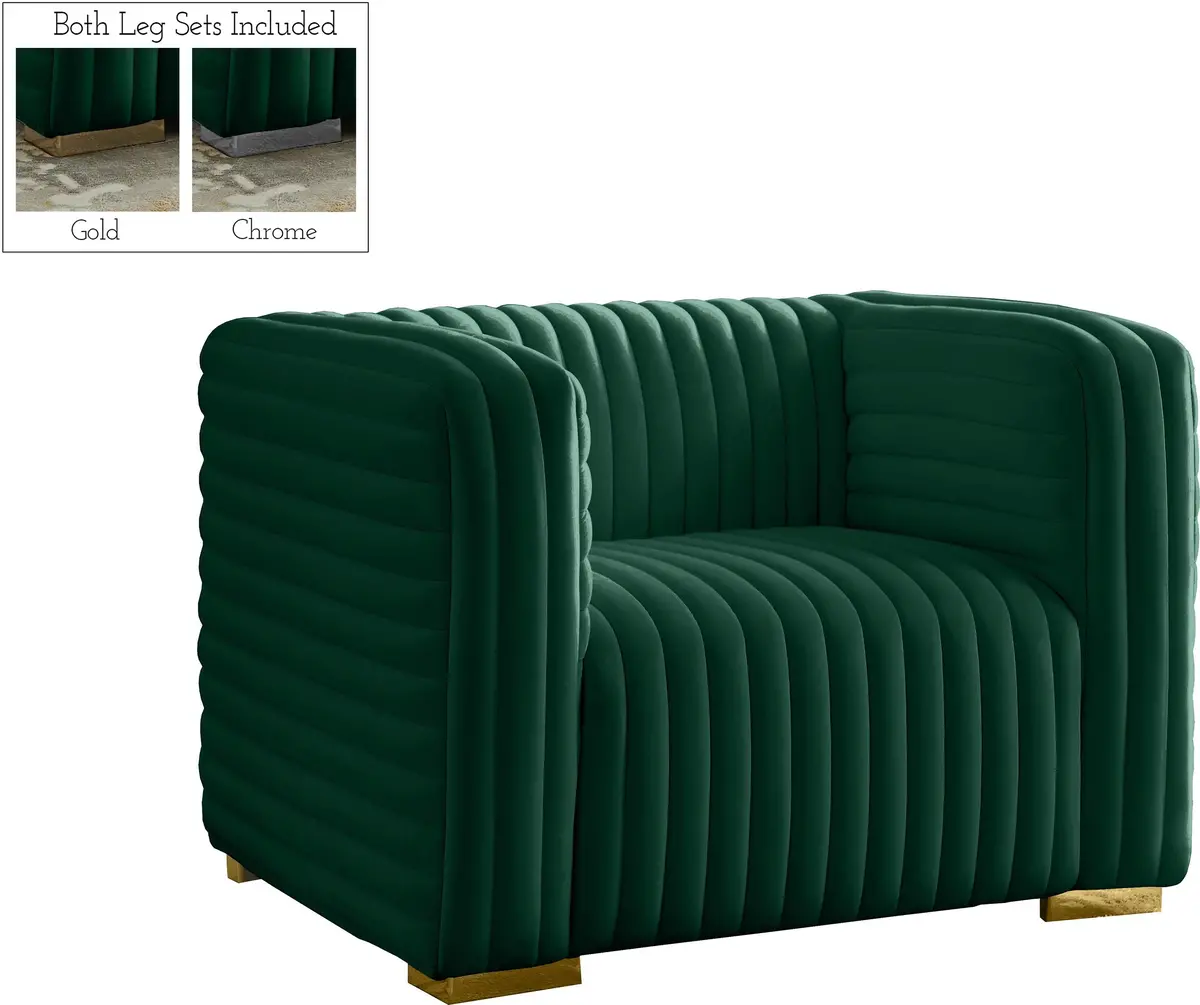 Ravish Green Velvet Chair 1