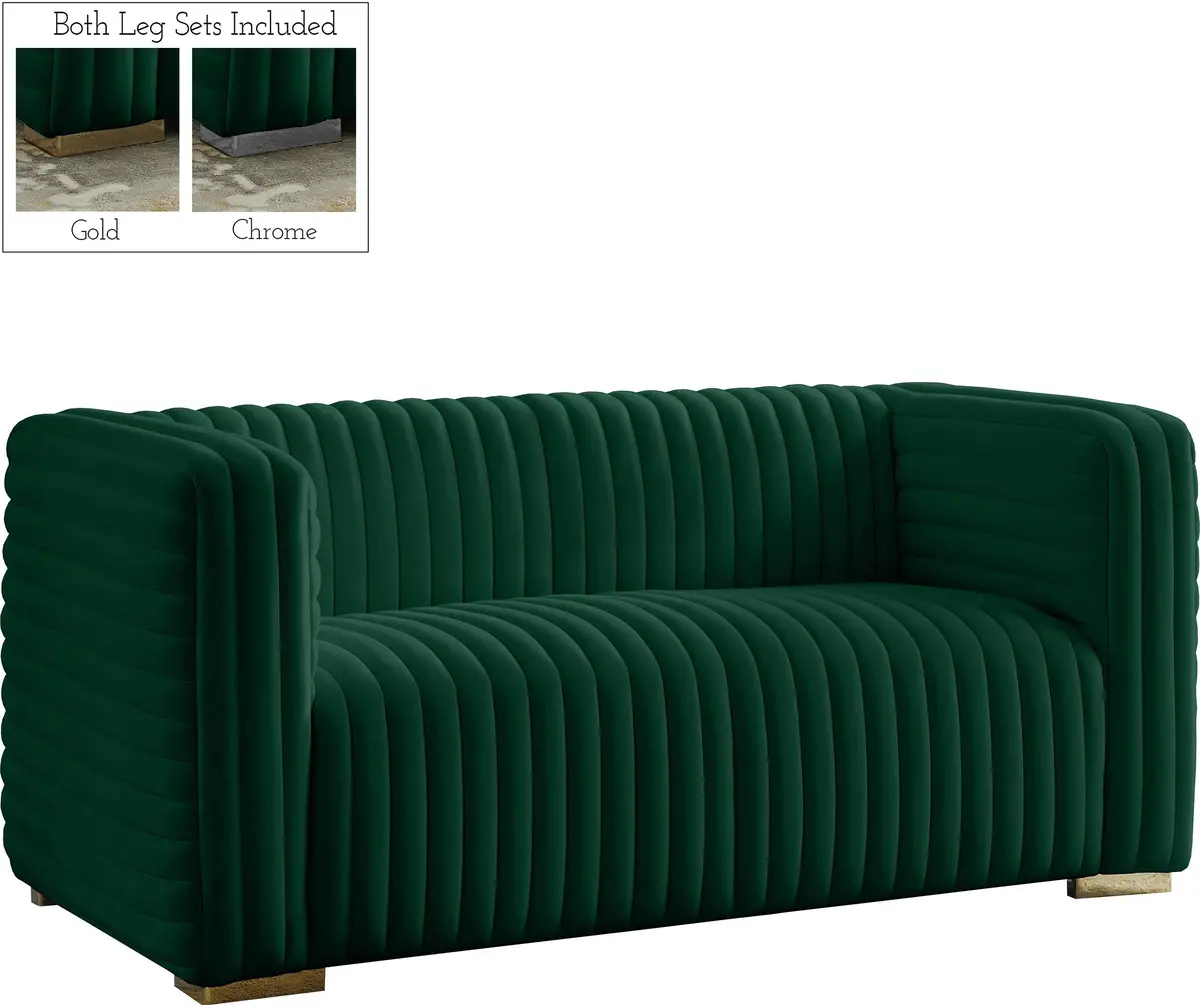 Ravish Green Velvet Loveseat 1