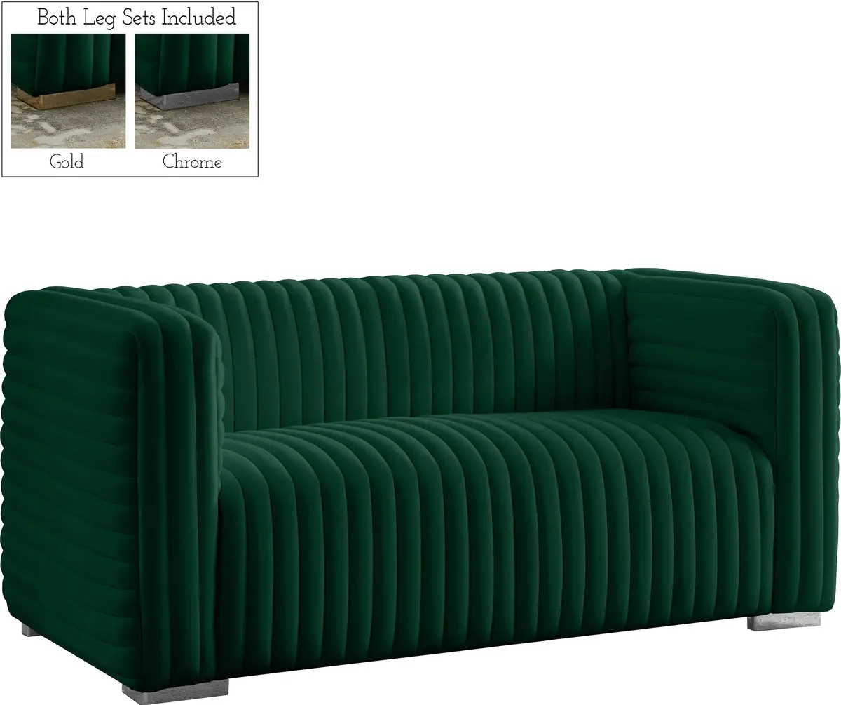 Ravish Green Velvet Loveseat 2