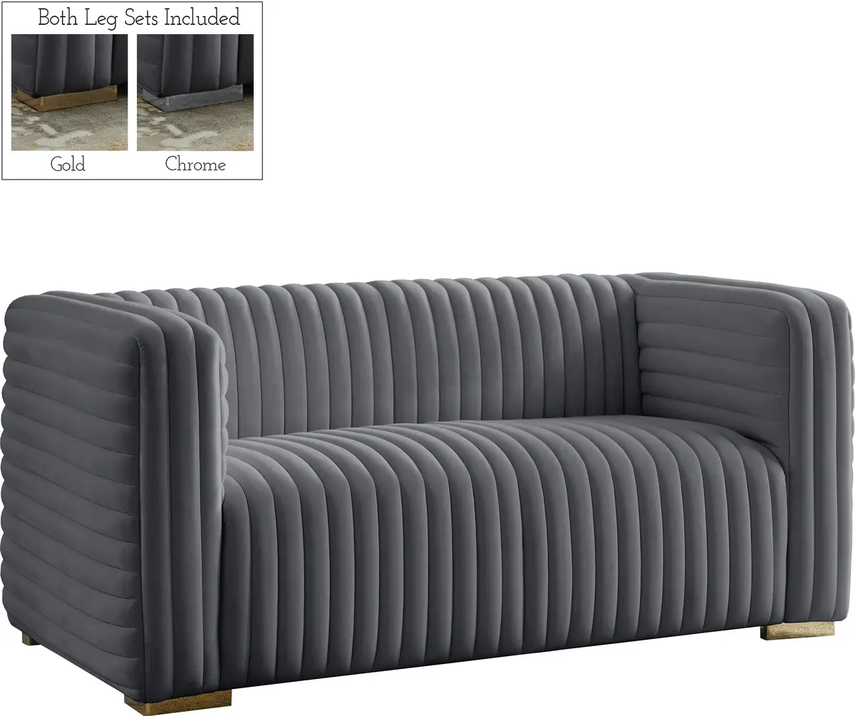 Ravish Grey Velvet Loveseat 1
