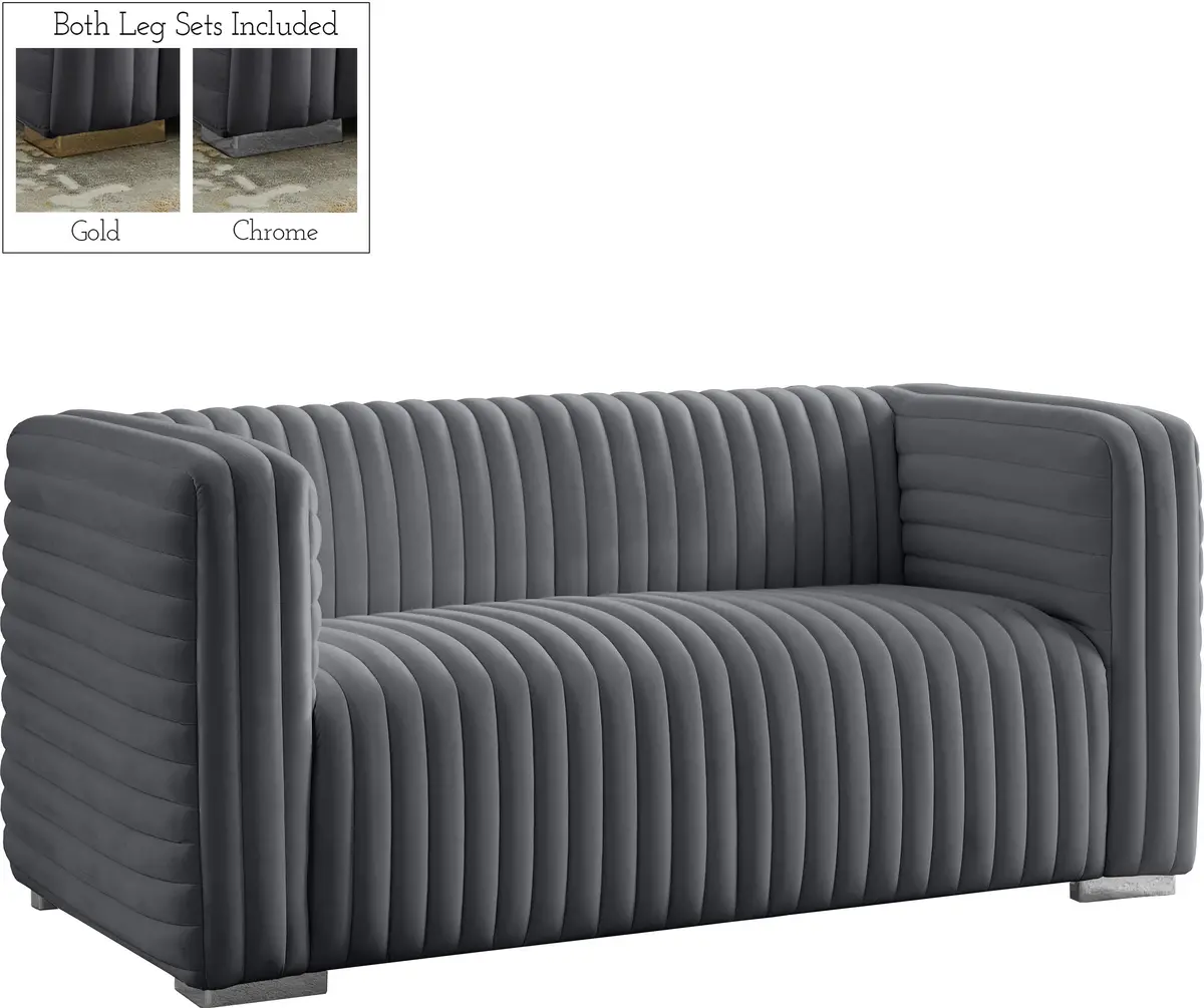 Ravish Grey Velvet Loveseat 2