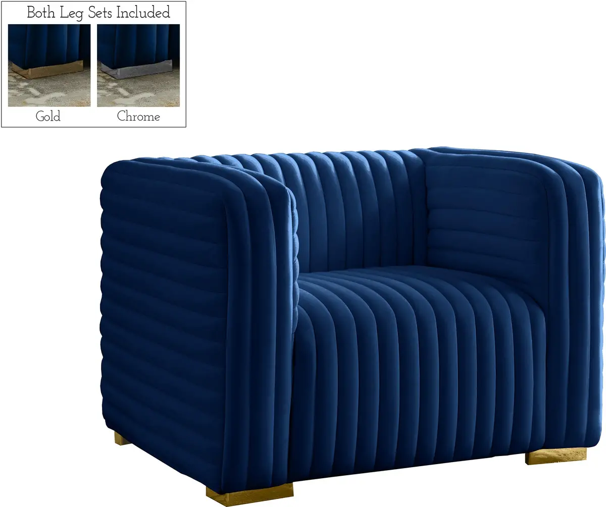 Ravish Navy Velvet Chair 1