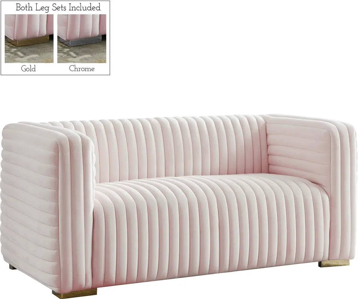 Ravish Pink Velvet Loveseat 1