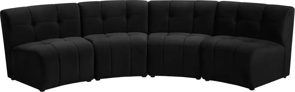 Limitless Black Velvet 4Pc. Modular Sectional 1