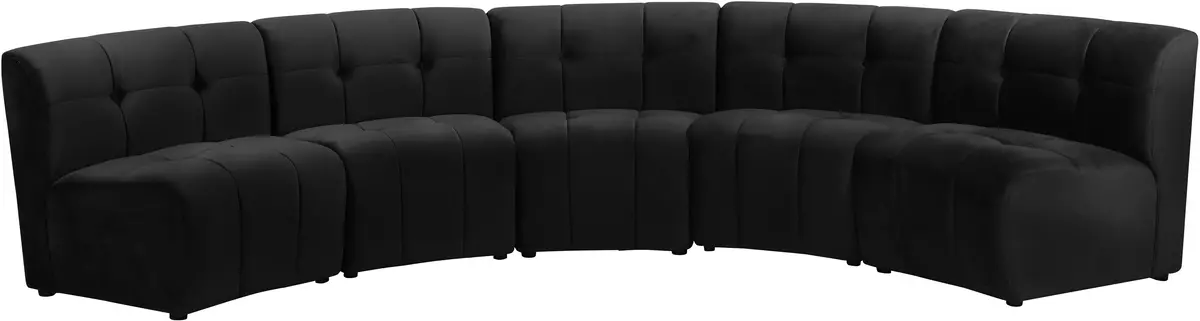 Limitless Black Velvet 5Pc. Modular Sectional 1