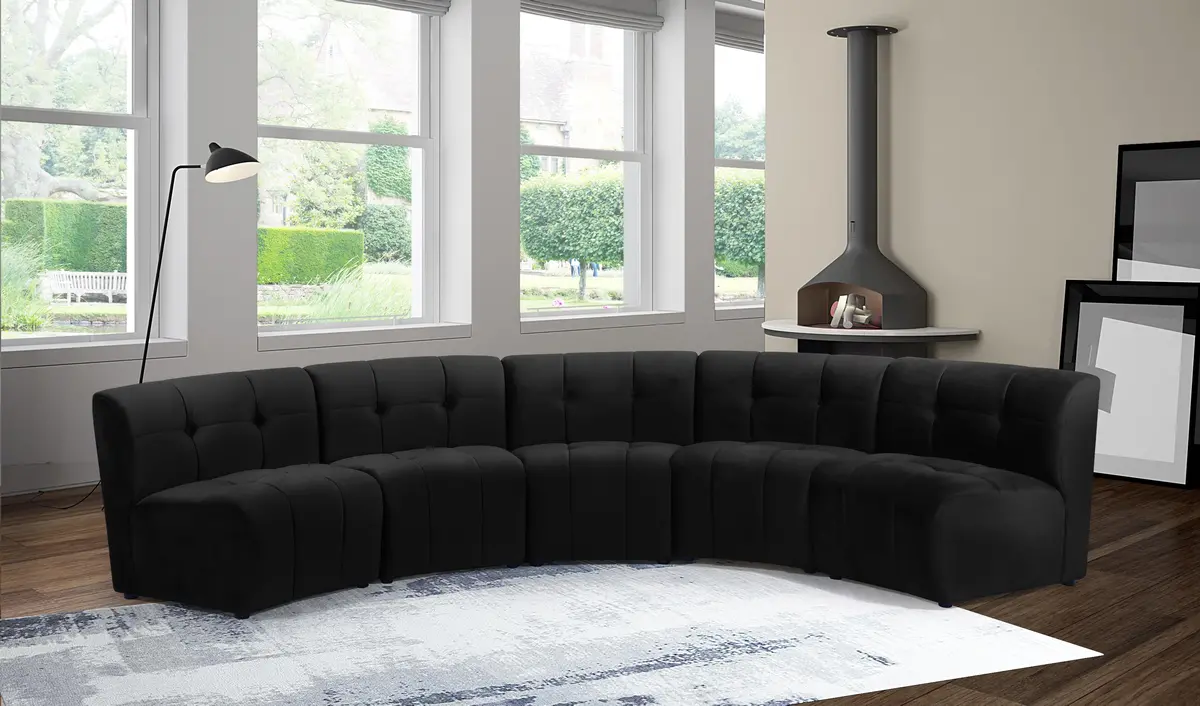 Limitless Black Velvet 5Pc. Modular Sectional 2