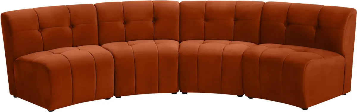 Limitless Cognac Velvet 4Pc. Modular Sectional 1